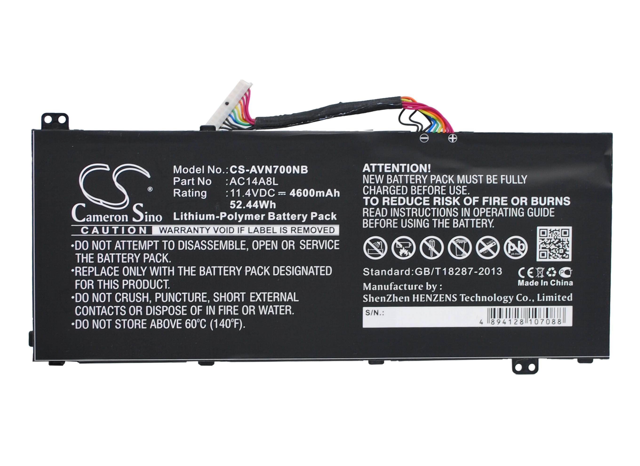 Baterie pentru laptop Acer Aspire Nitro V15 VN7-571G VN7-572G VN7-591G VN7-592G i V17 VN7-791G VN7-792G AC14A8L, 11.4V, 4600mAh CAMERON SINO