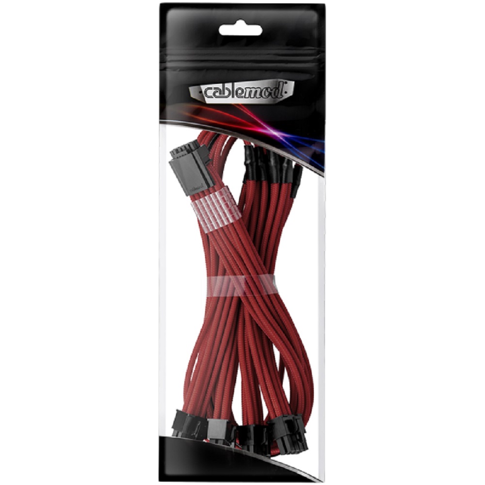 Кабел CableMod E-Series Pro ModMesh Sleeved 12VHPWR, PCIe 8pin x 4, Blood Red, Nvidia 4000 series, SuperFlower, EVGA PSU