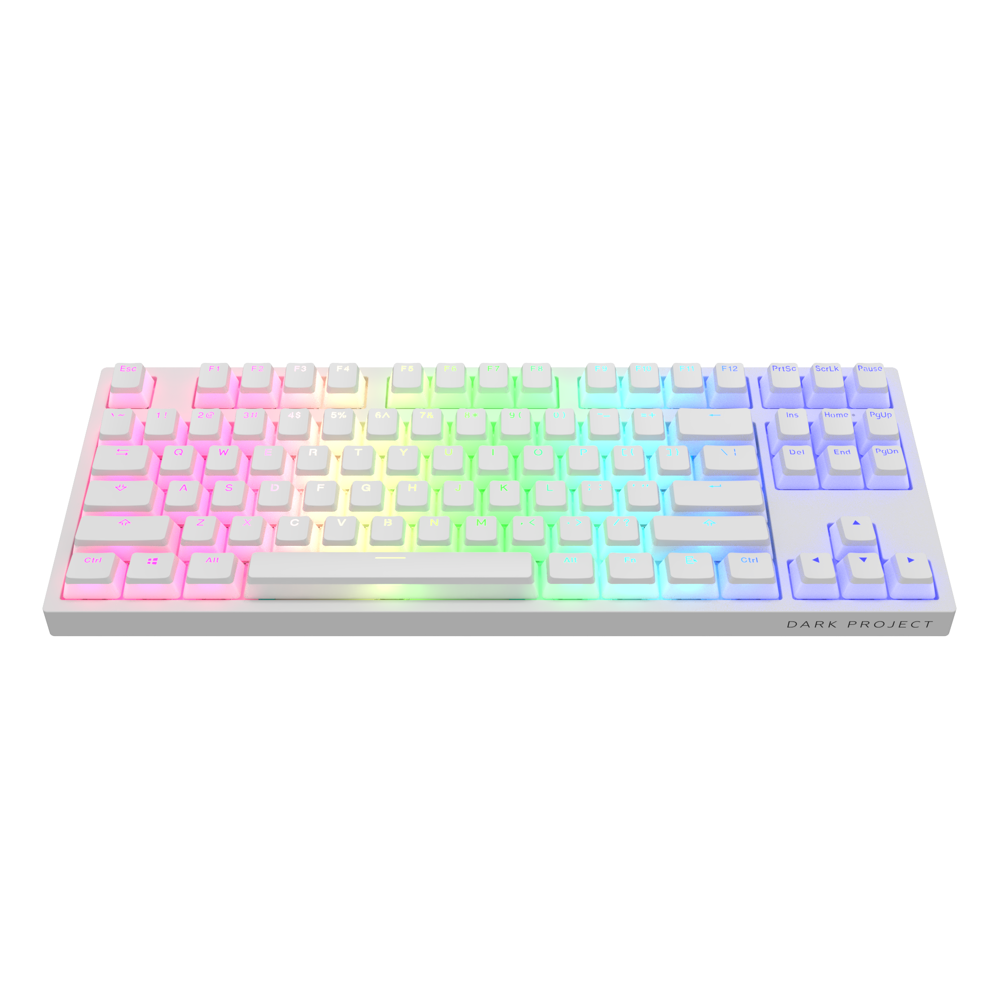 Геймърскa механична клавиатура Dark Project KD87A White TKL - G3MS Sapphire Optical Switches, RGB, PBT Keycaps
