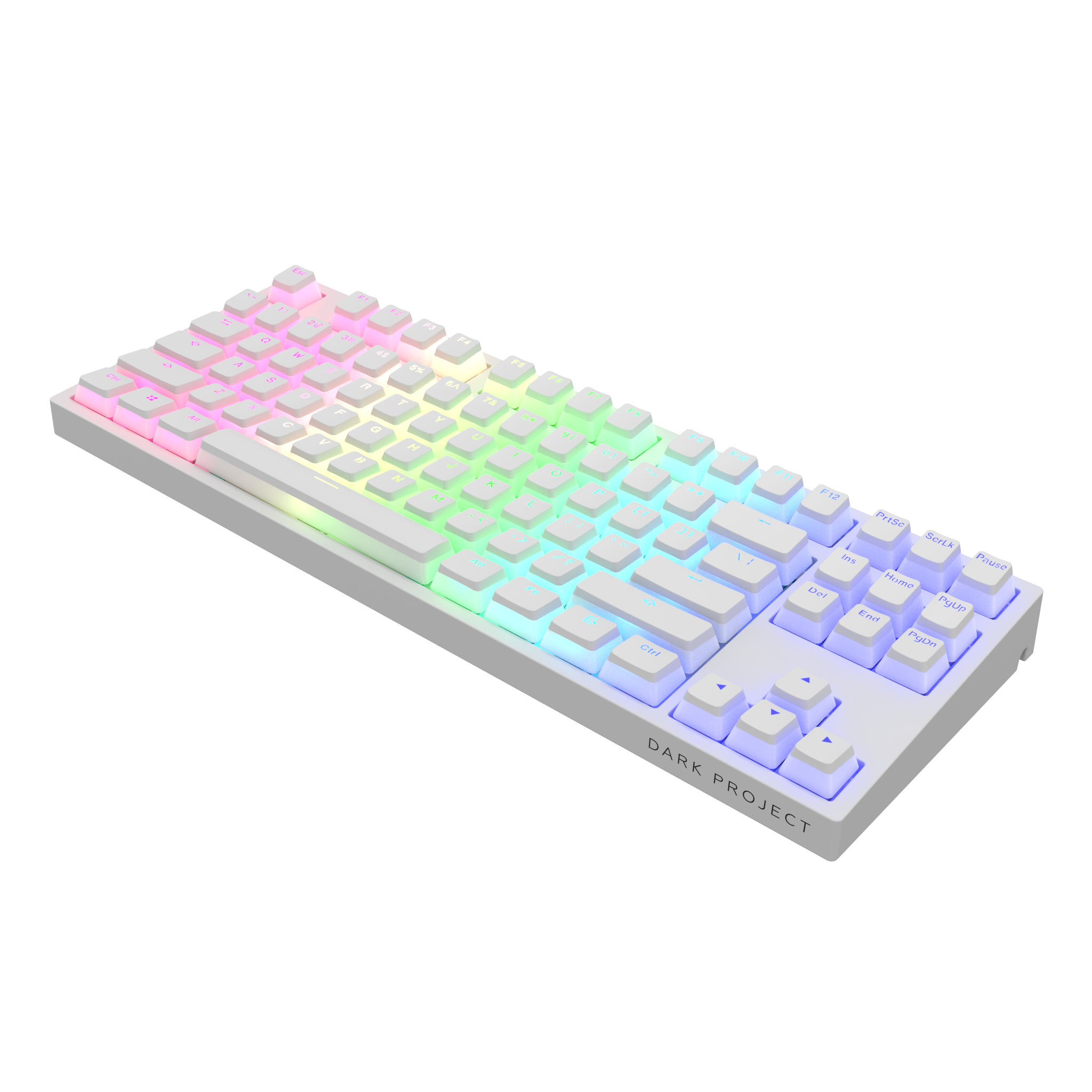 Геймърскa механична клавиатура Dark Project KD87A White TKL - G3MS Sapphire Optical Switches, RGB, PBT Keycaps