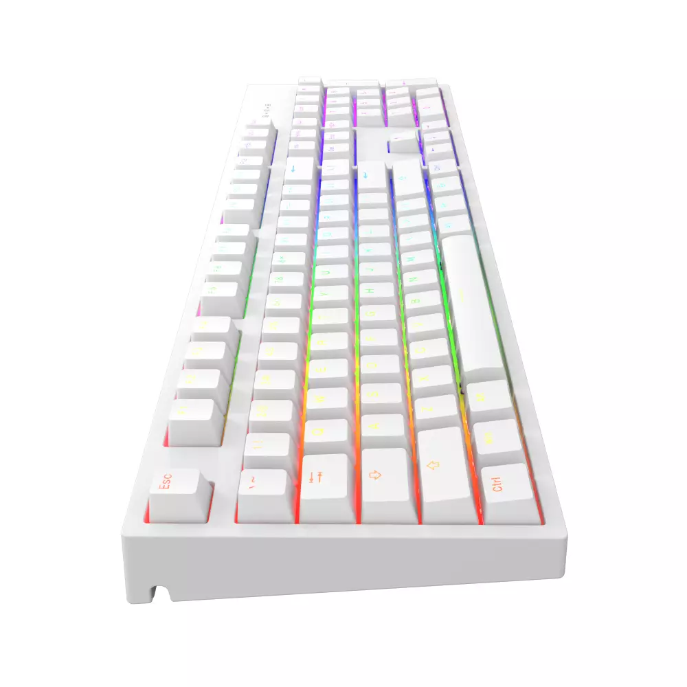 Геймърскa механична клавиатура Dark Project KD104A White - Gateron Mechanical Yellow, RGB, PBT Keycaps