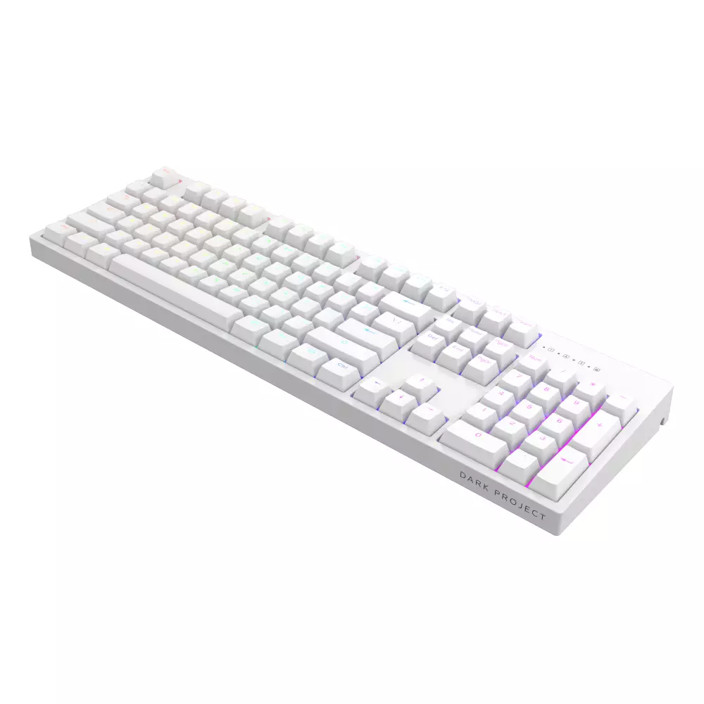 Геймърскa механична клавиатура Dark Project KD104A White - Gateron Mechanical Yellow, RGB, PBT Keycaps
