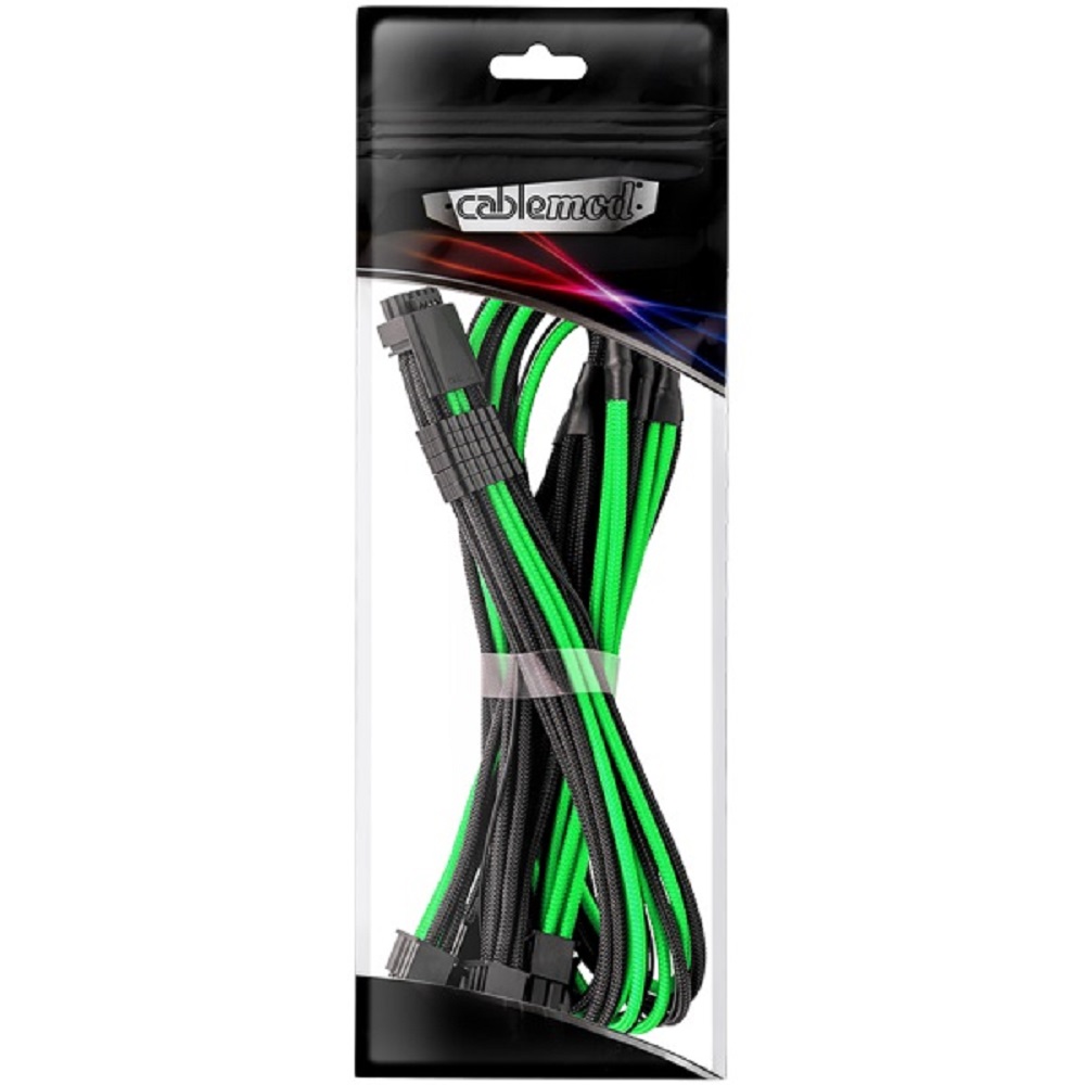 Кабел CableMod E-Series Pro ModMesh Sleeved 12VHPWR, PCIe 8pin x 4, Black + Light Green, Nvidia 4000 series, SuperFlower, EVGA PSU