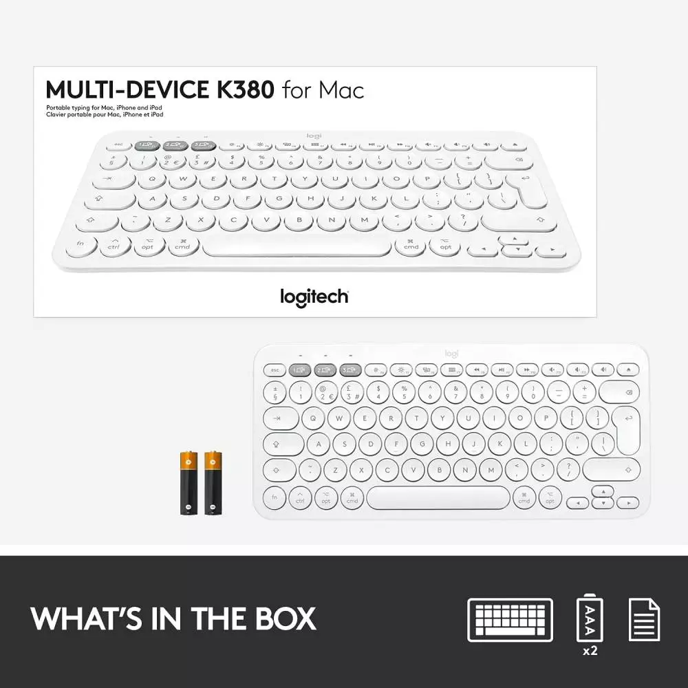 Клавиатура Logitech K380 for Mac Multi-Device Bluetooth Keyboard White - 920-010407