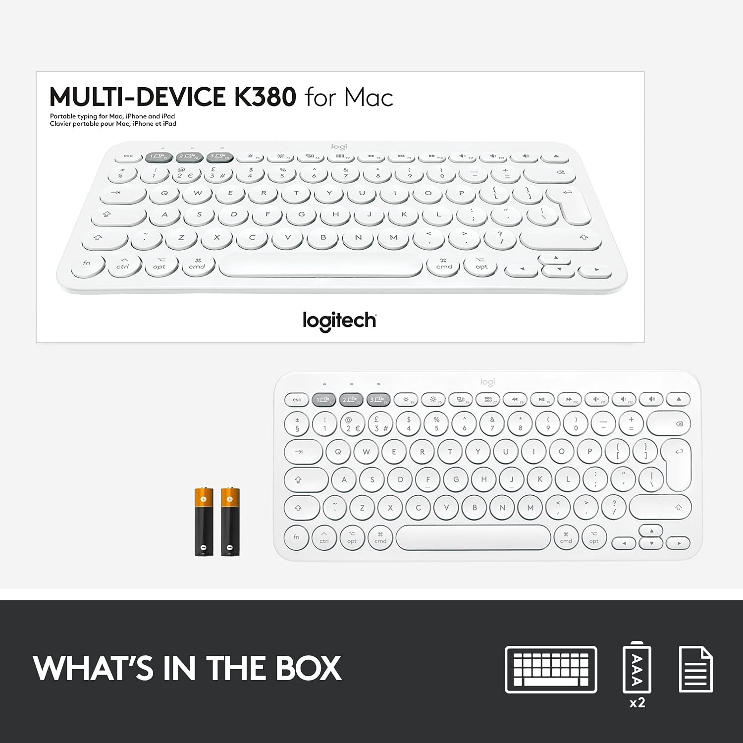 Клавиатура Logitech K380 for Mac Multi-Device Bluetooth Keyboard White - 920-010407