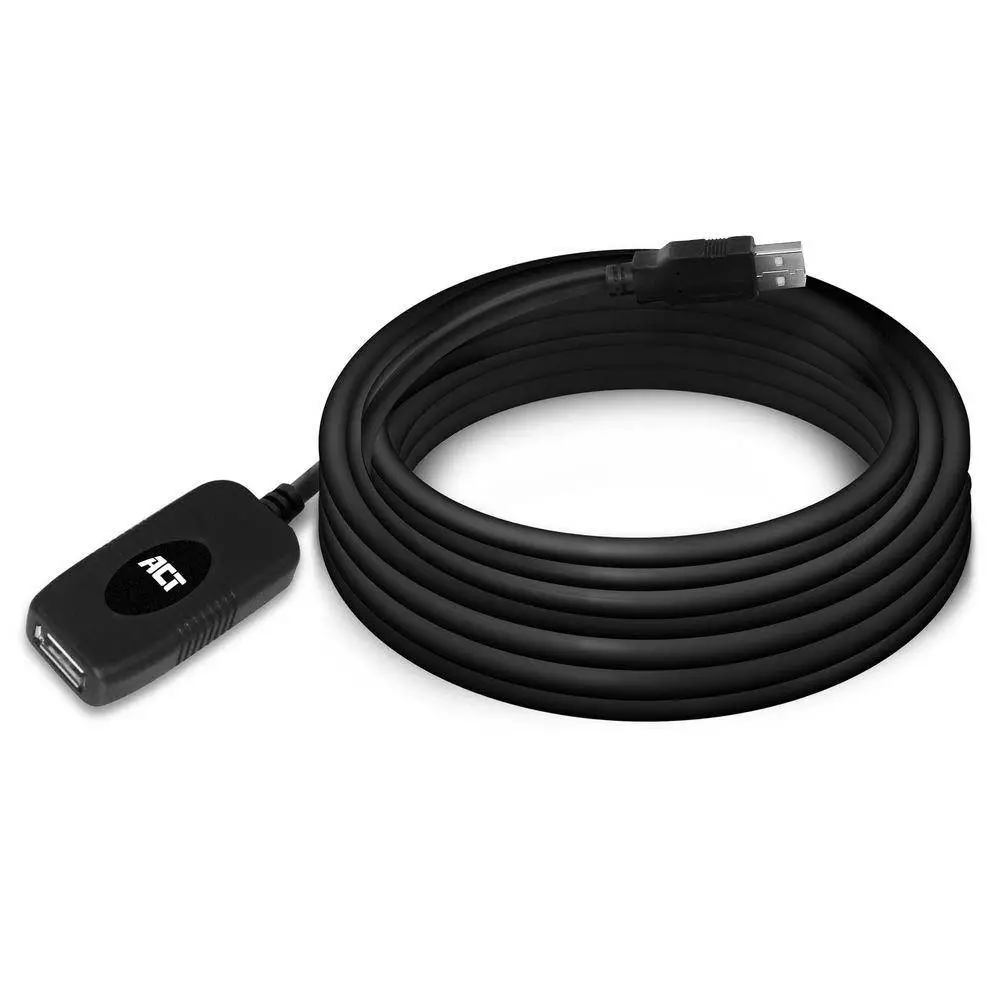 Câble ACT AC6005, USB-A mâle - femelle, 5.0 m, 480 Mbps, Noir