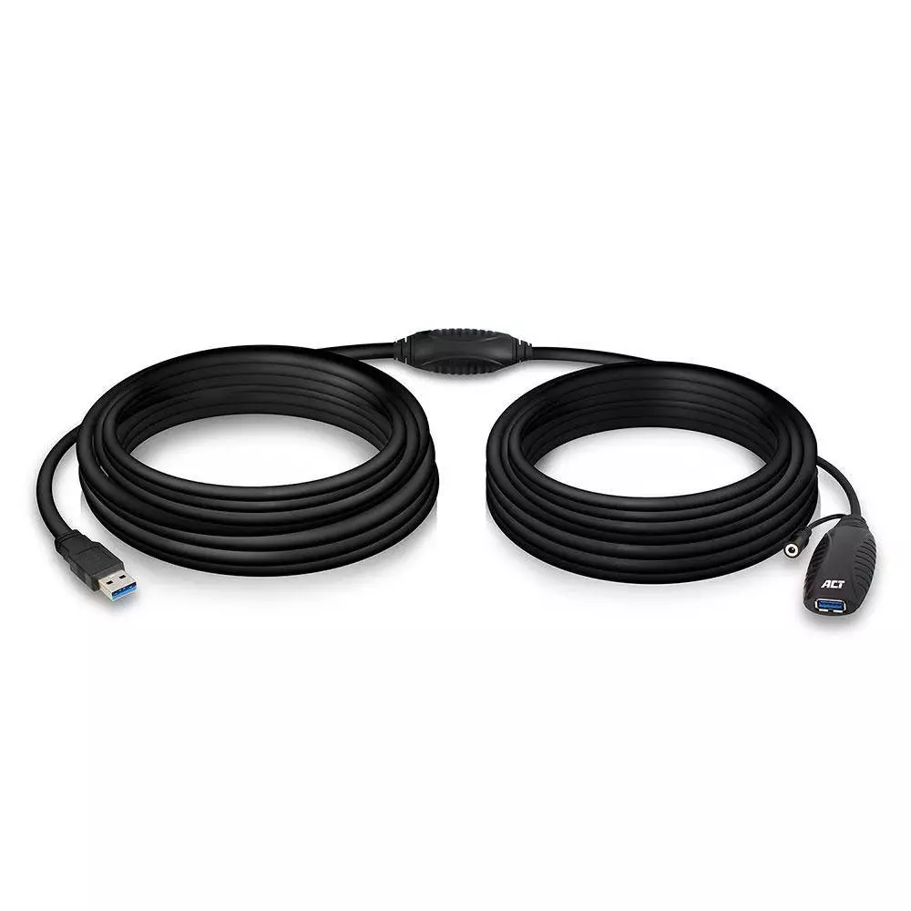 Câble ACT AC6110, USB-A mâle - femelle, 10 m, 5 Gbps, Noir