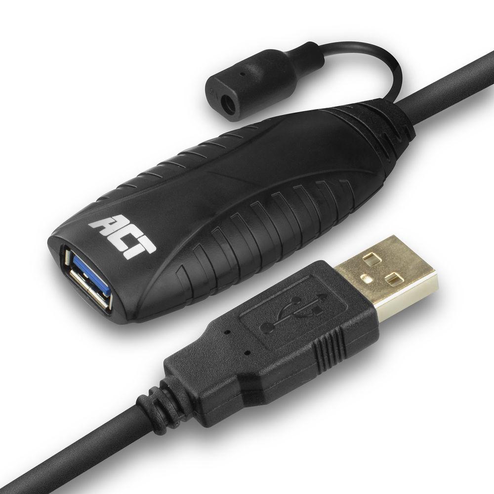 Кабель ACT AC6110, USB-A мужской - женский, 10 м, 5 Gbps, Черный