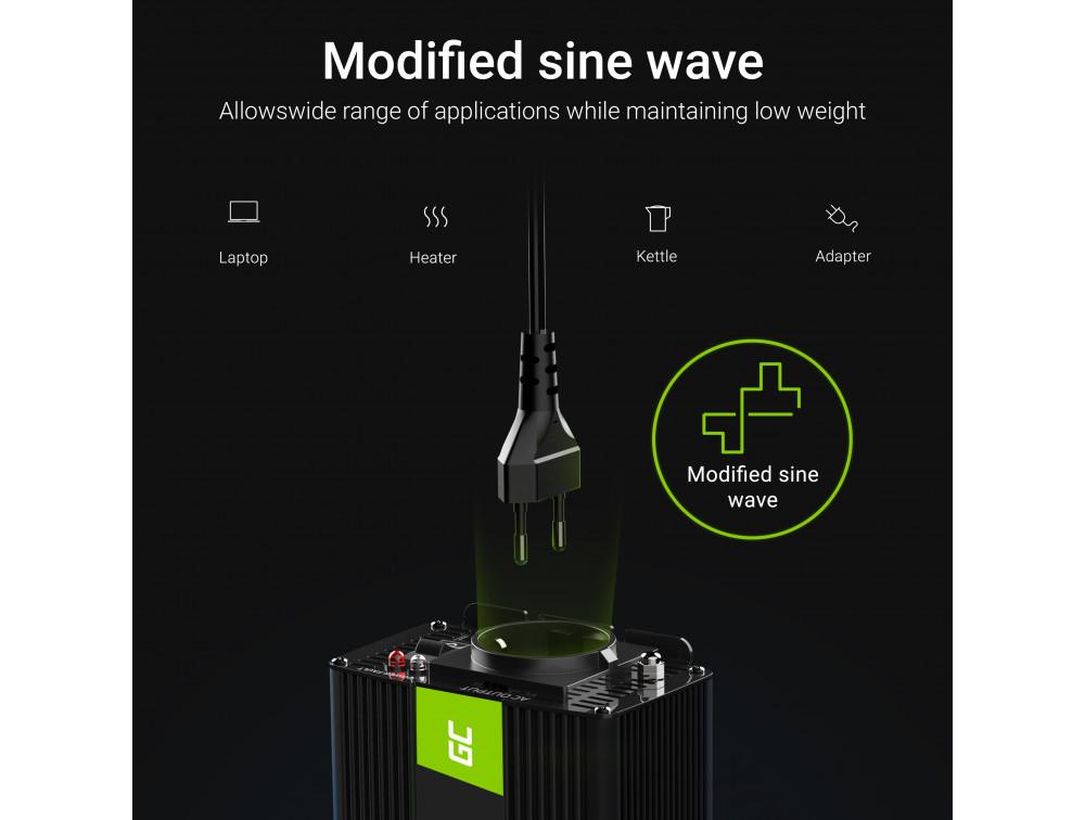 Μετατροπέας GREENCELL 12V DC 1000W