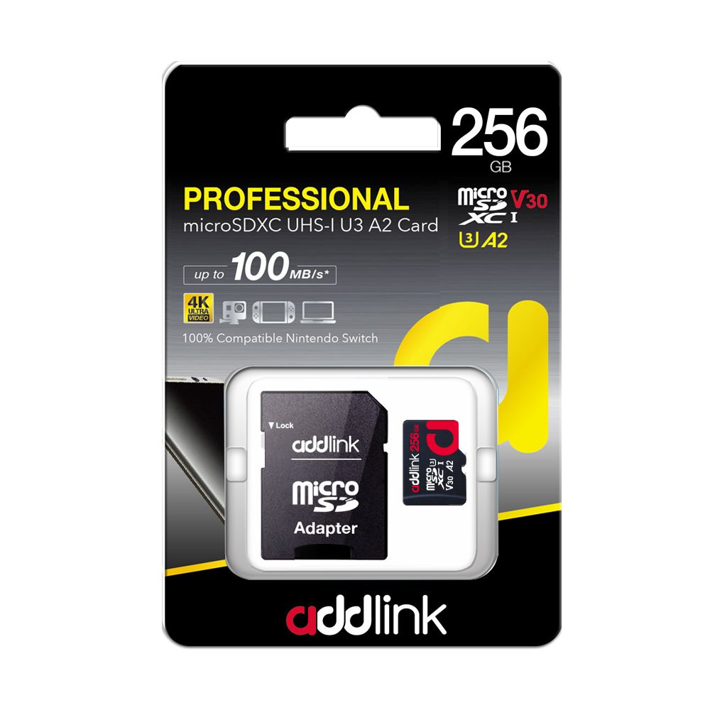 Карта памет Addlink microSDXC 256GB Class 10+ UHS-1 V30 U3 Adapter - ad256GBMSXU32A