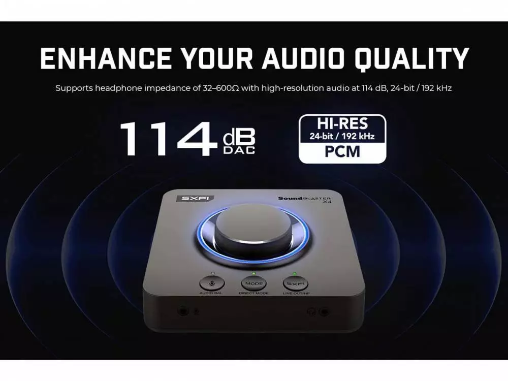 Εξωτερική κάρτα ήχου Creative Sound Blaster X4, USB-C, DAC, Super X-FI, TOSLINK