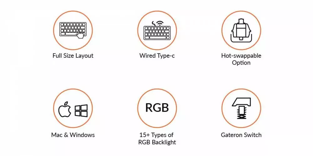 Геймърска Механична клавиатура Keychron C2 Hot-Swappable Full-Size Gateron G Pro Blue Switch RGB LED