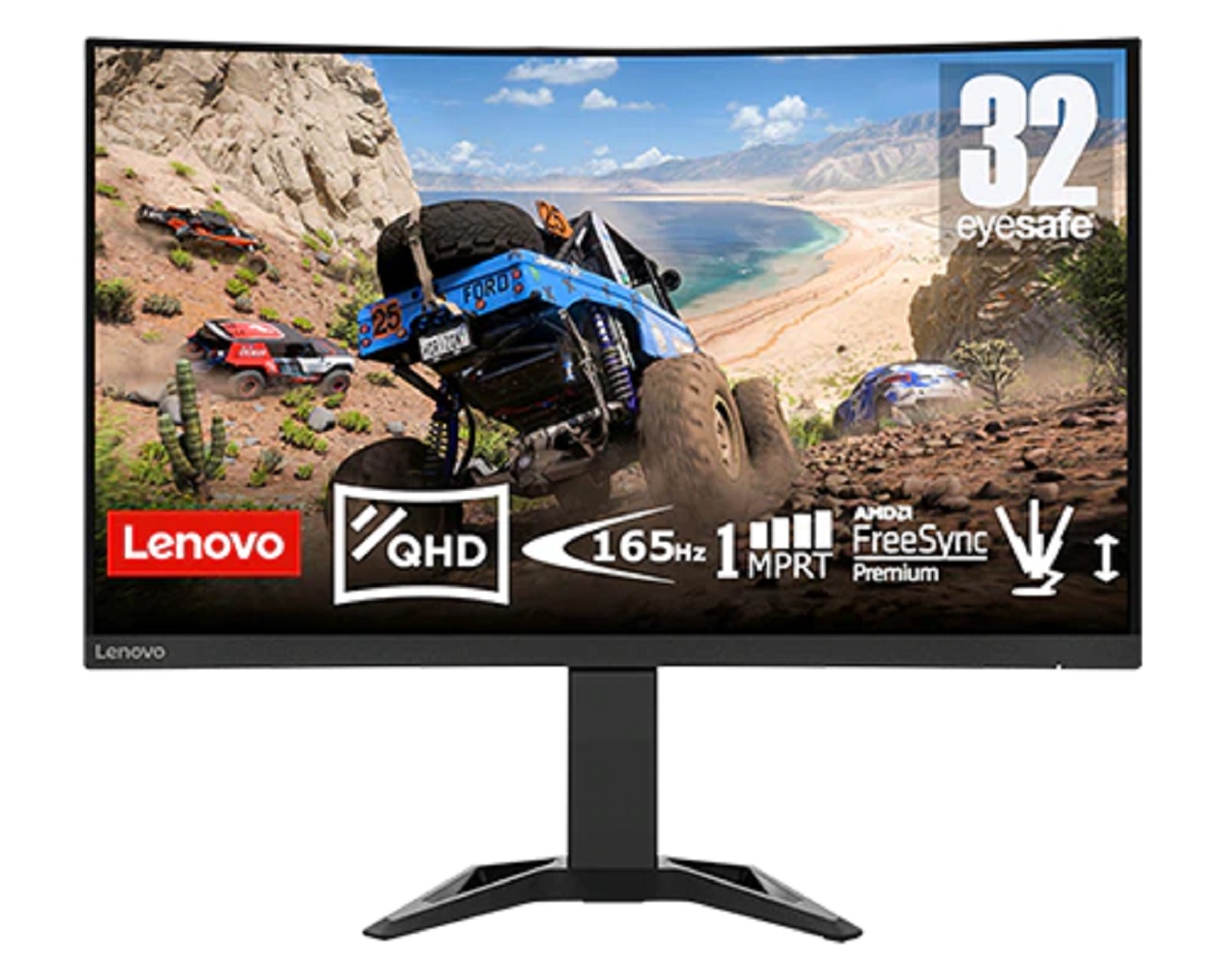 Монитор Lenovo G32QC-30, VA Curved, QHD 2560x1440, 165Hz, 0.5ms, AMD FreeSync Premium