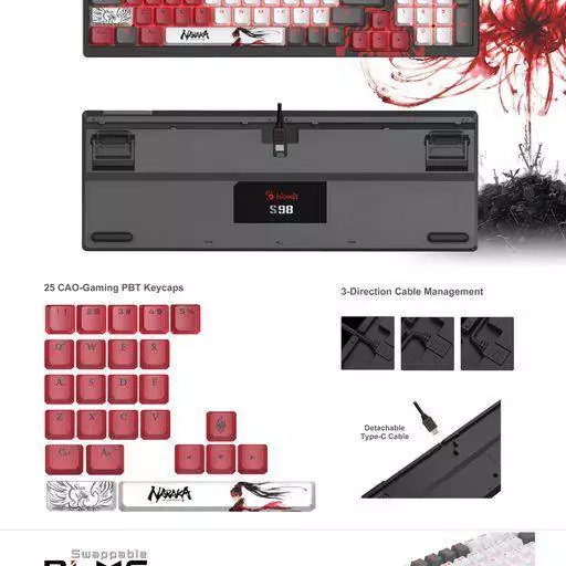 Геймърска механична клавиатура Bloody S98 Naraka Hot Swappable