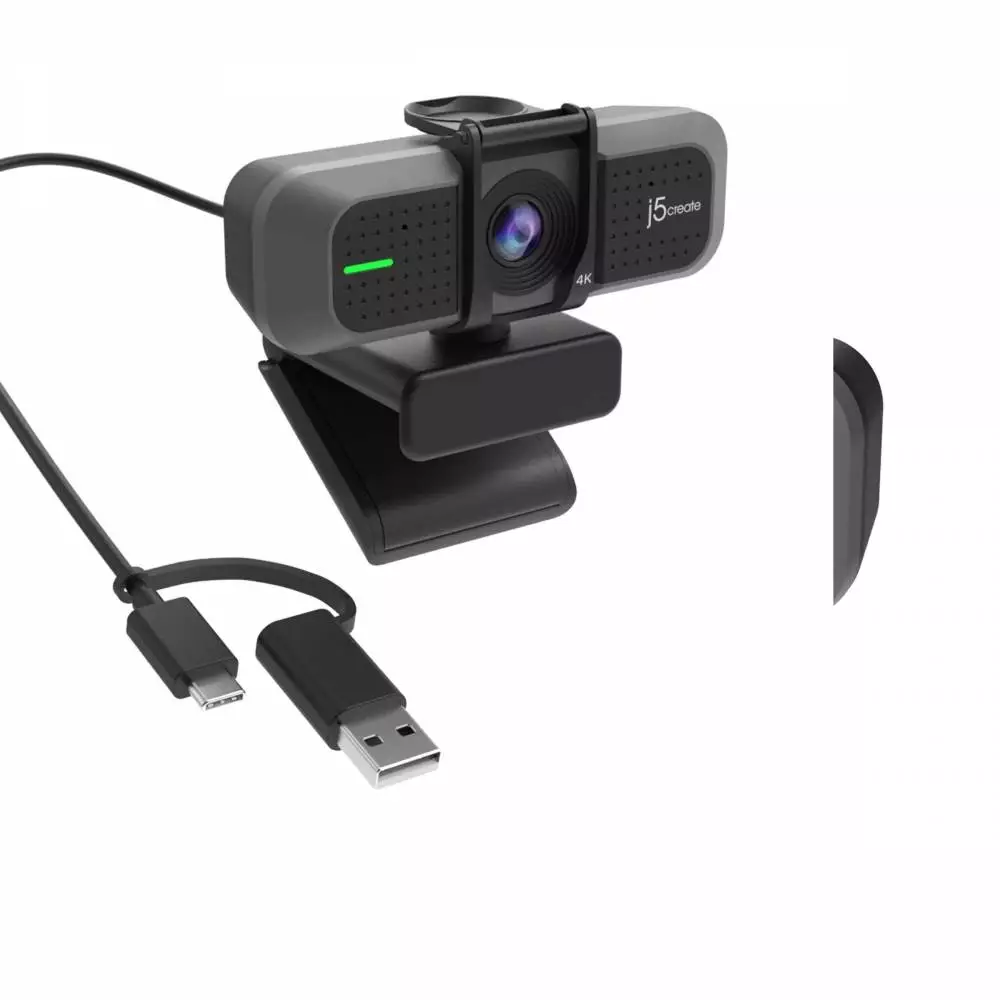 Уеб камера j5create JVU430, 4K Ultra HD, Два микрофона, 360&deg; Rotation, Черен