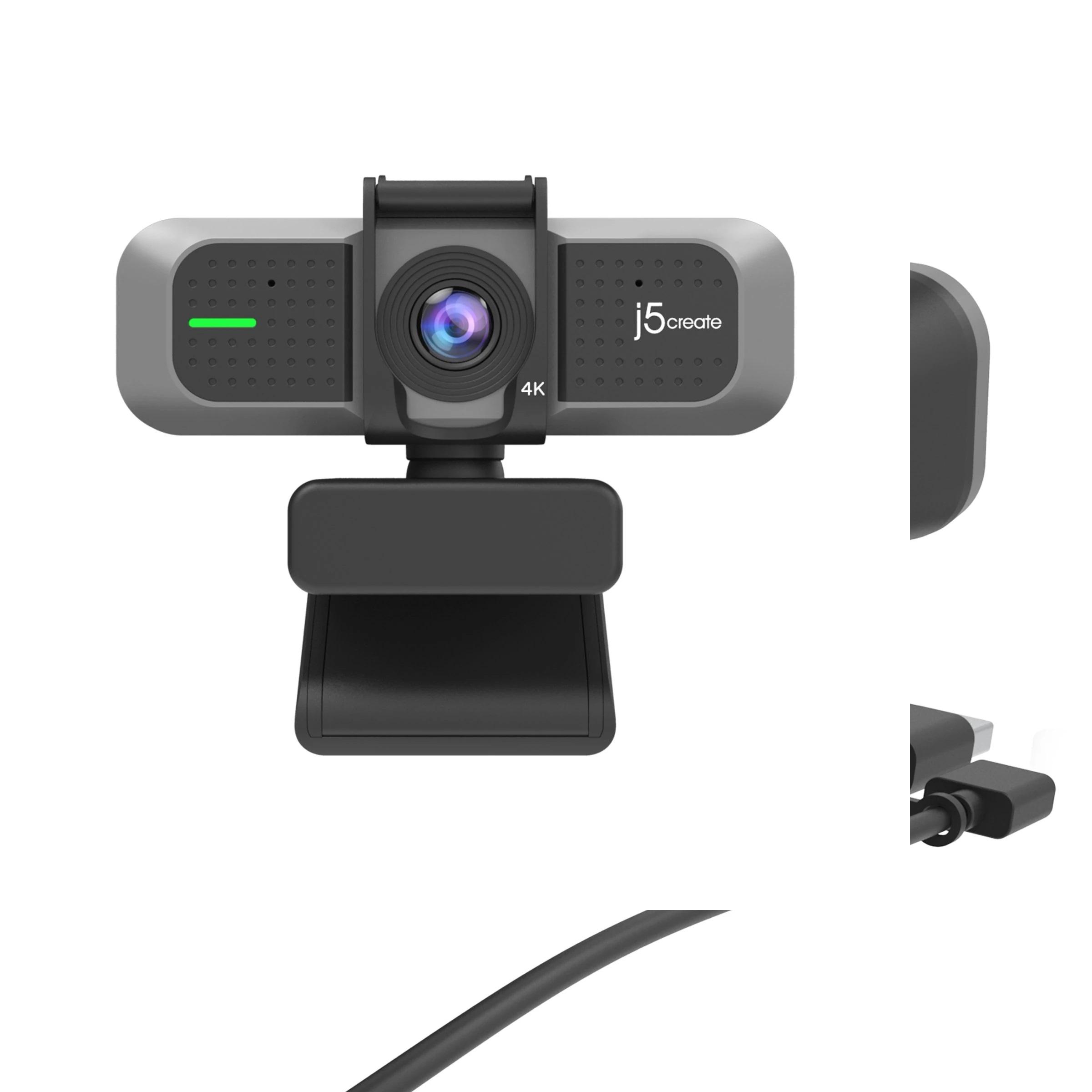 Уеб камера j5create JVU430, 4K Ultra HD, Два микрофона, 360° Rotation, Черен