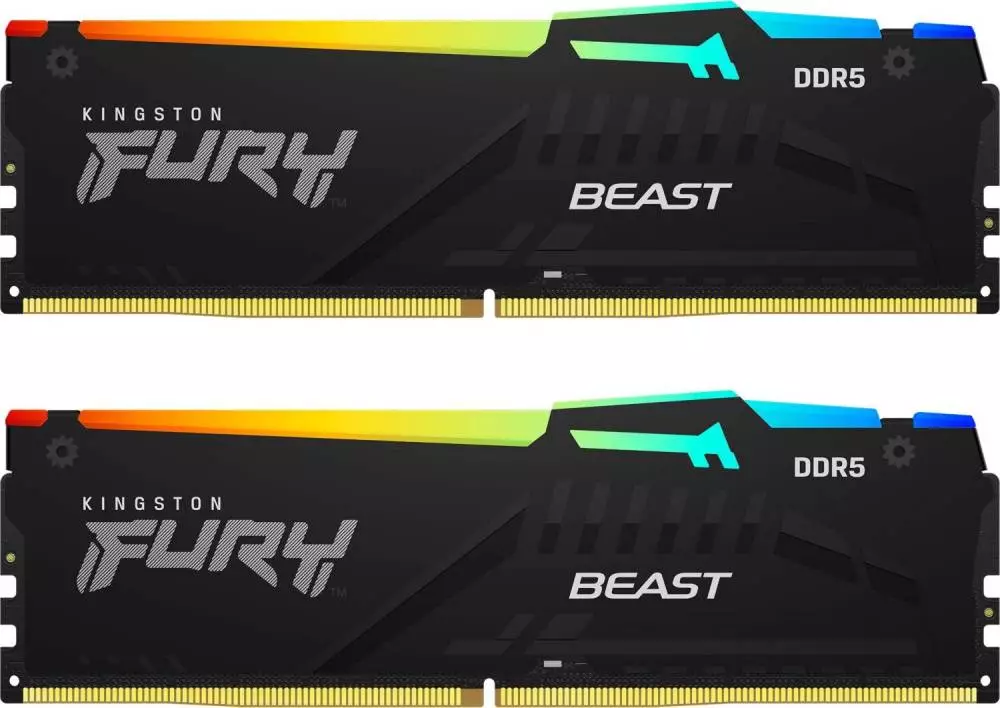 Памет Kingston FURY Beast Black RGB 64GB (2x32GB) DDR5 6000MHz CL36 EXPO - KF560C36BBEAK2-64