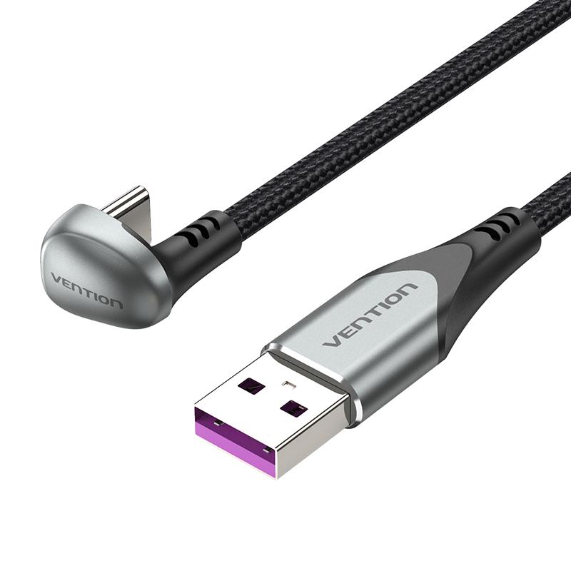 Câble USB Vention 3.1 Type-C / USB 2.0 AM - 1M Noir en forme de U, Alliage d'aluminium 5A - COHHF