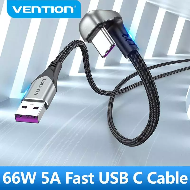 Câble USB Vention 3.1 Type-C / USB 2.0 AM - 1M Noir en forme de U, Alliage d'aluminium 5A - COHHF