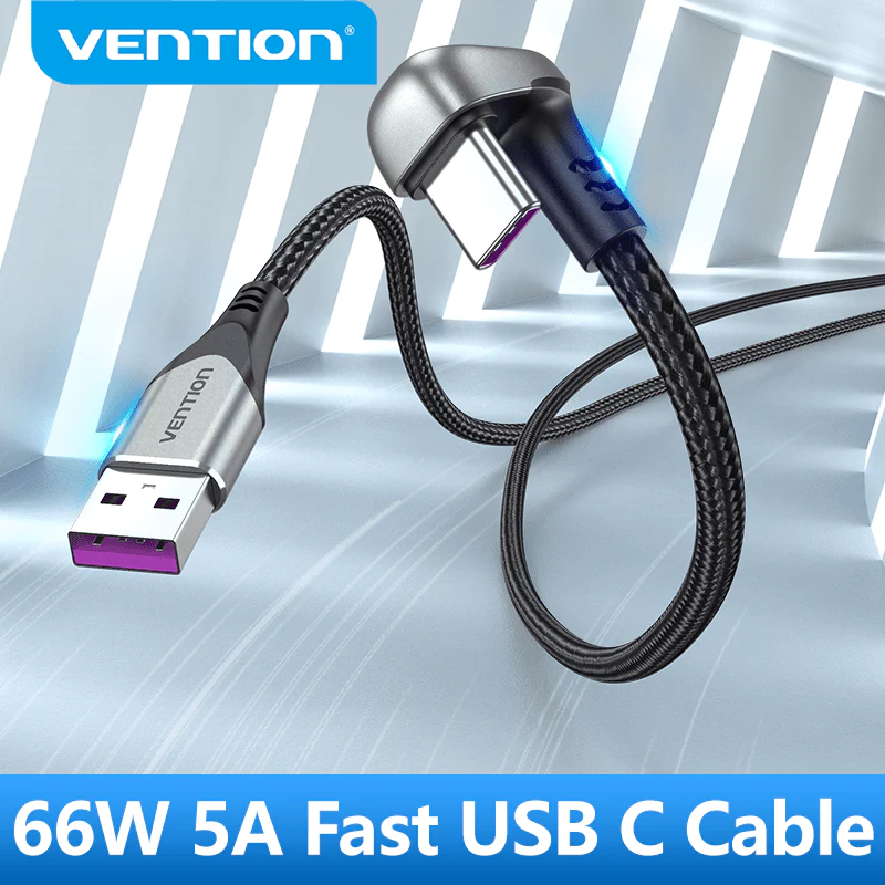 Câble USB Vention 3.1 Type-C / USB 2.0 AM - 1M Noir en forme de U, Alliage d'aluminium 5A - COHHF