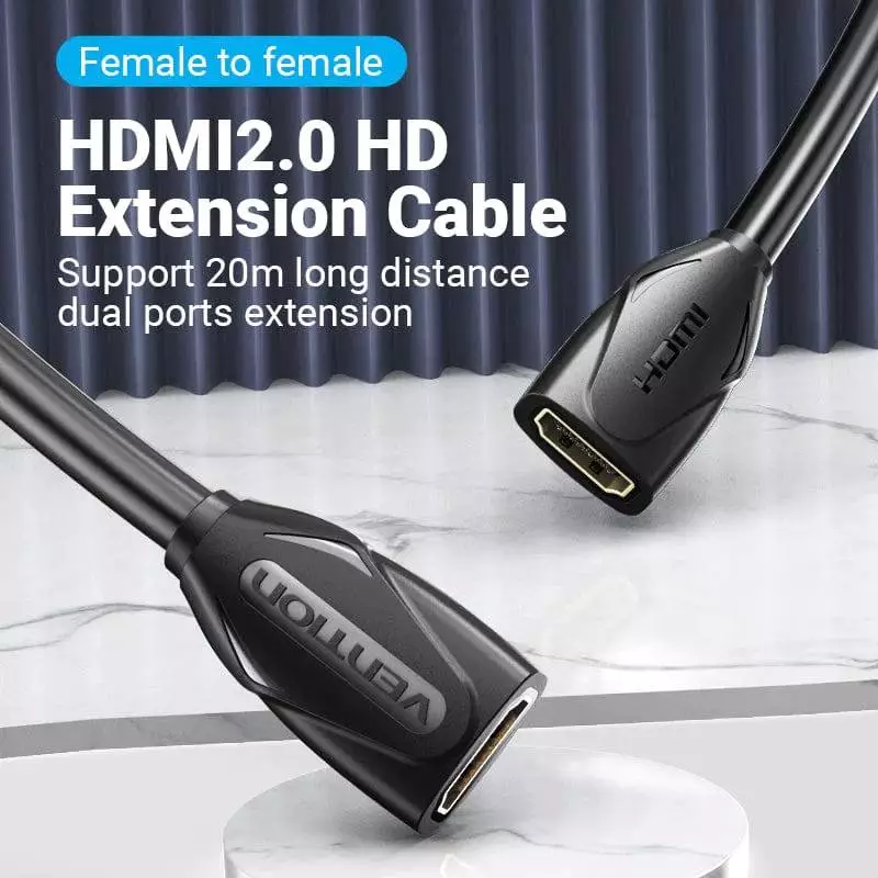 Vention cavo di estensione HDMI v2.0 Cavo di estensione Femmina a Femmina 0.5M Nero, Oro - AAXBD