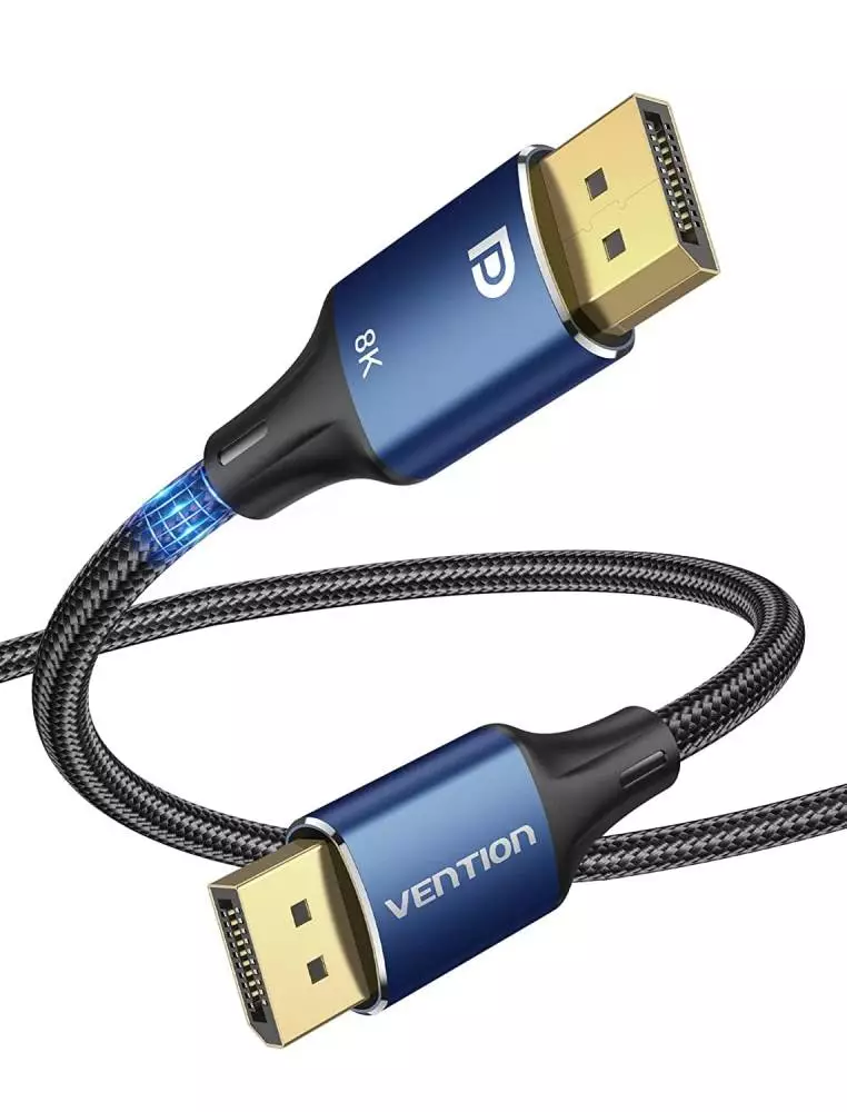 Vention кабел Display Port 1.4 DP M / M 8K 2m - Cotton Braided, Blue Aluminum Alloy - HCELH