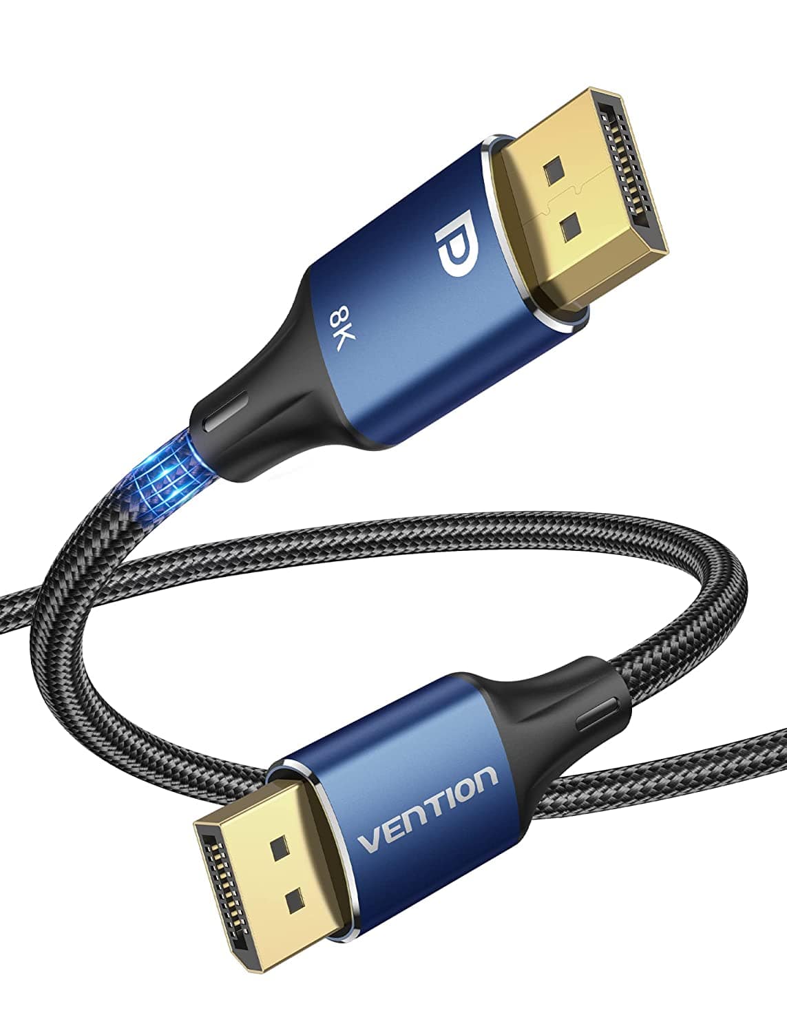 Vention кабел Display Port 1.4 DP M / M 8K 2m - Cotton Braided, Blue Aluminum Alloy - HCELH