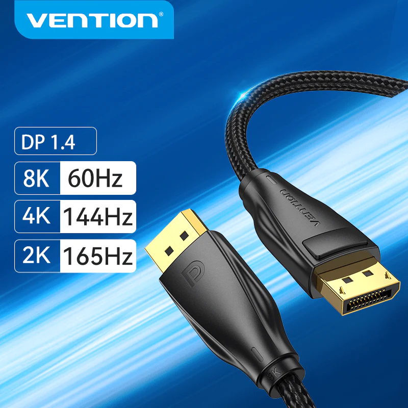 Vention кабел Display Port 1.4 DP M / M 8K 2m - Cotton Braided, Black - HCCBH