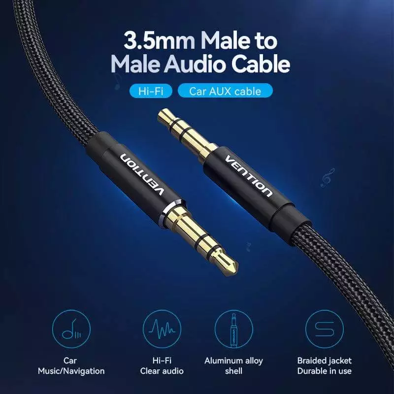 Vention Audio Kabel 3.5mm Audio Kabel M/M Baumwollgewebt 1.0m - BAWBF