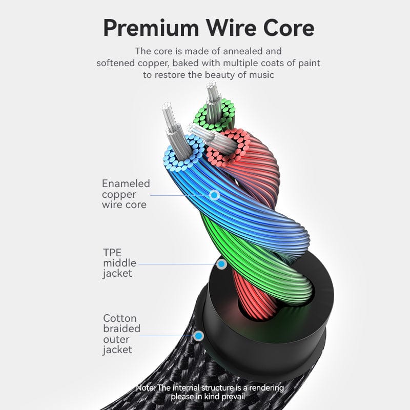 Vention Аудио Кабел 3.5mm Audio Cable  M/M Cotton Braided 1.0m - BAWBF