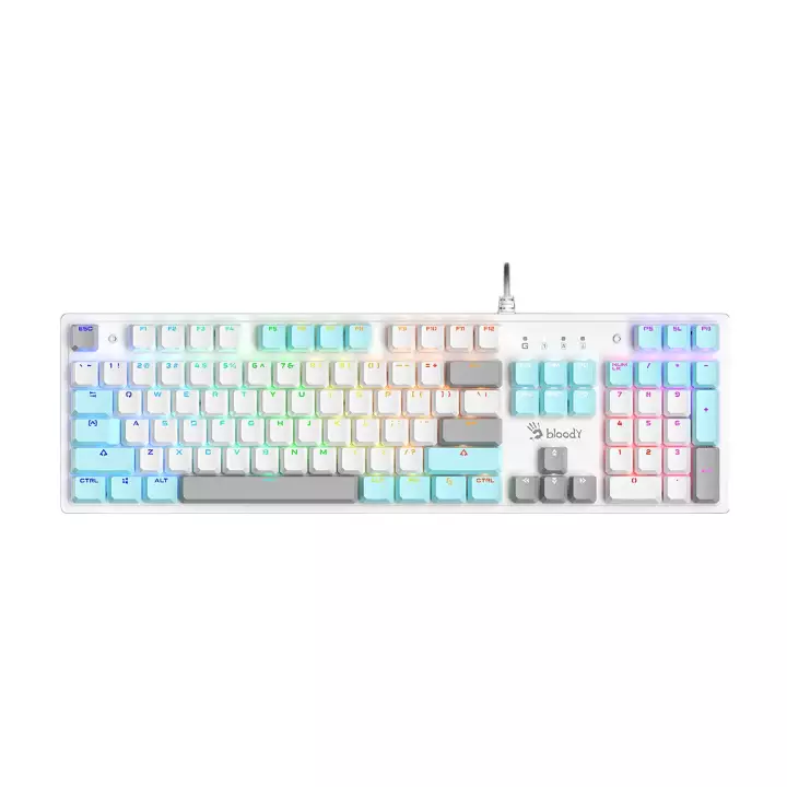 Геймърска механична клавиатура A4tech Bloody S510R, Red Switch, RGB, Бяла