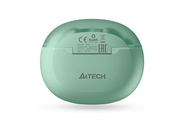 Блутут слушалки-тапи A4tech B20, True Wireless, Ментово зелени