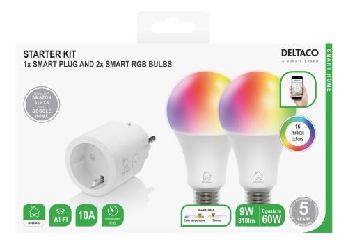 Смарт комплект DELTACO SH-KIT01, Контакт, 2 x LED крушки, Google Assistant, Alexa