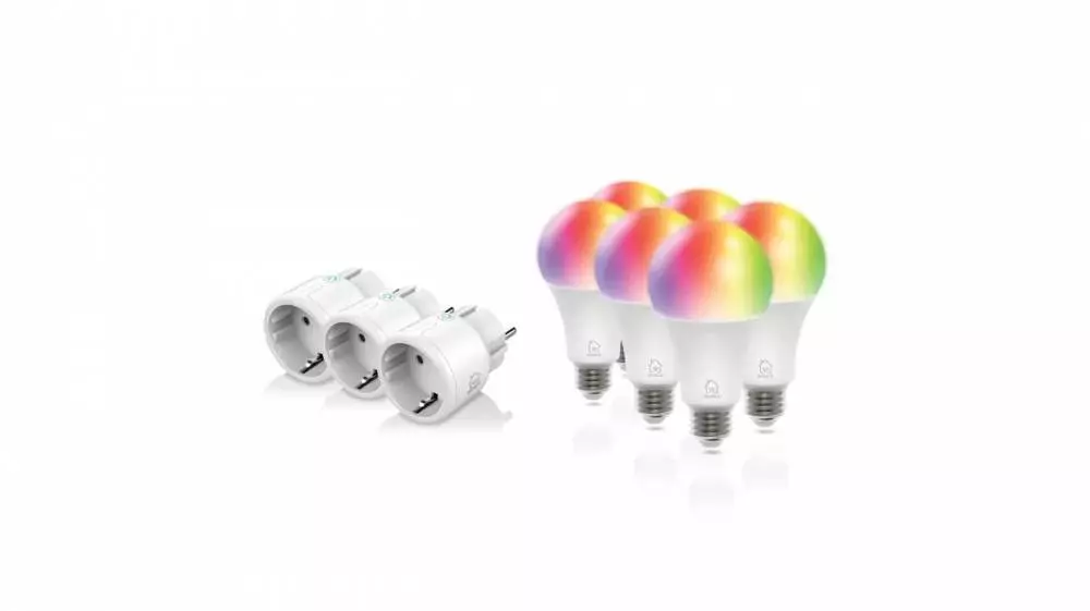 Смарт комплект DELTACO SH-KIT03, 3 x мини контакти, 6 x LED крушки, Google Assistant, Alexa