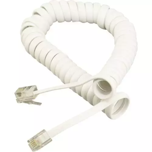 VCom Кабел за телефон Phone Cord 4P4C/4P4C Coil White - CT044C-1.5m