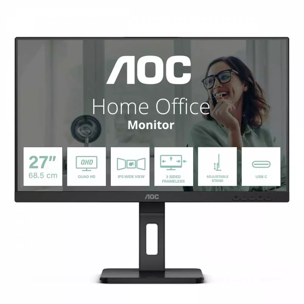 Монитор AOC Q27P3CV, 27", IPS, QHD 2560x1440, 75Hz, 14ms, USB-C, HDMI