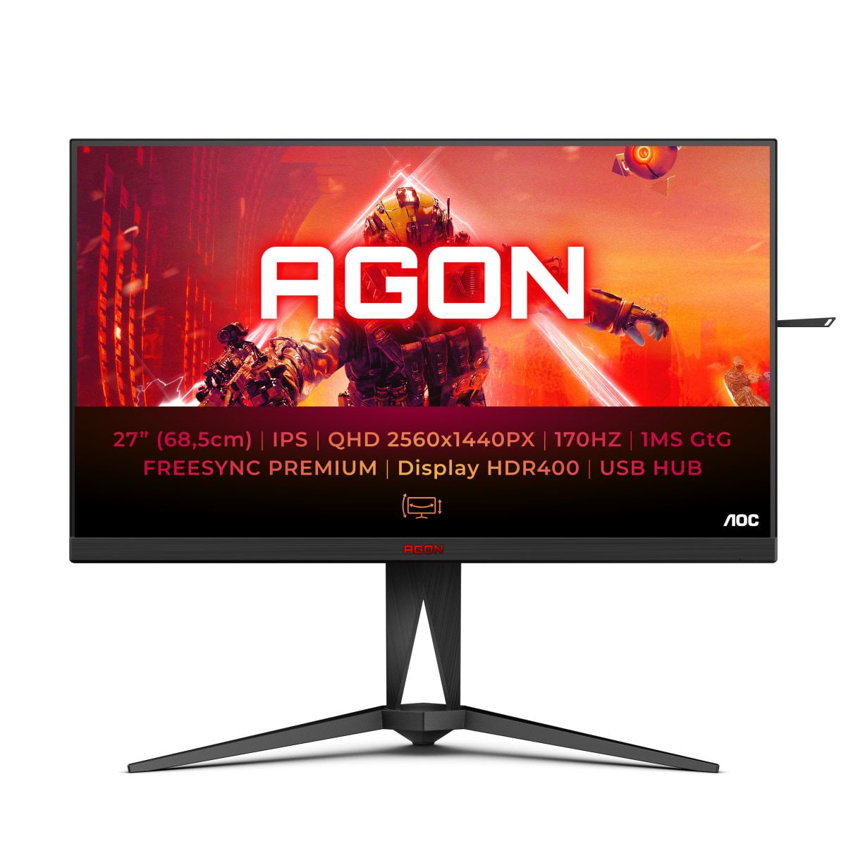 Монитор AOC AG275QX/EU 27", WQHD 2560x1440, IPS, 170Hz, 1ms, Nvidia G-Sync Compatible