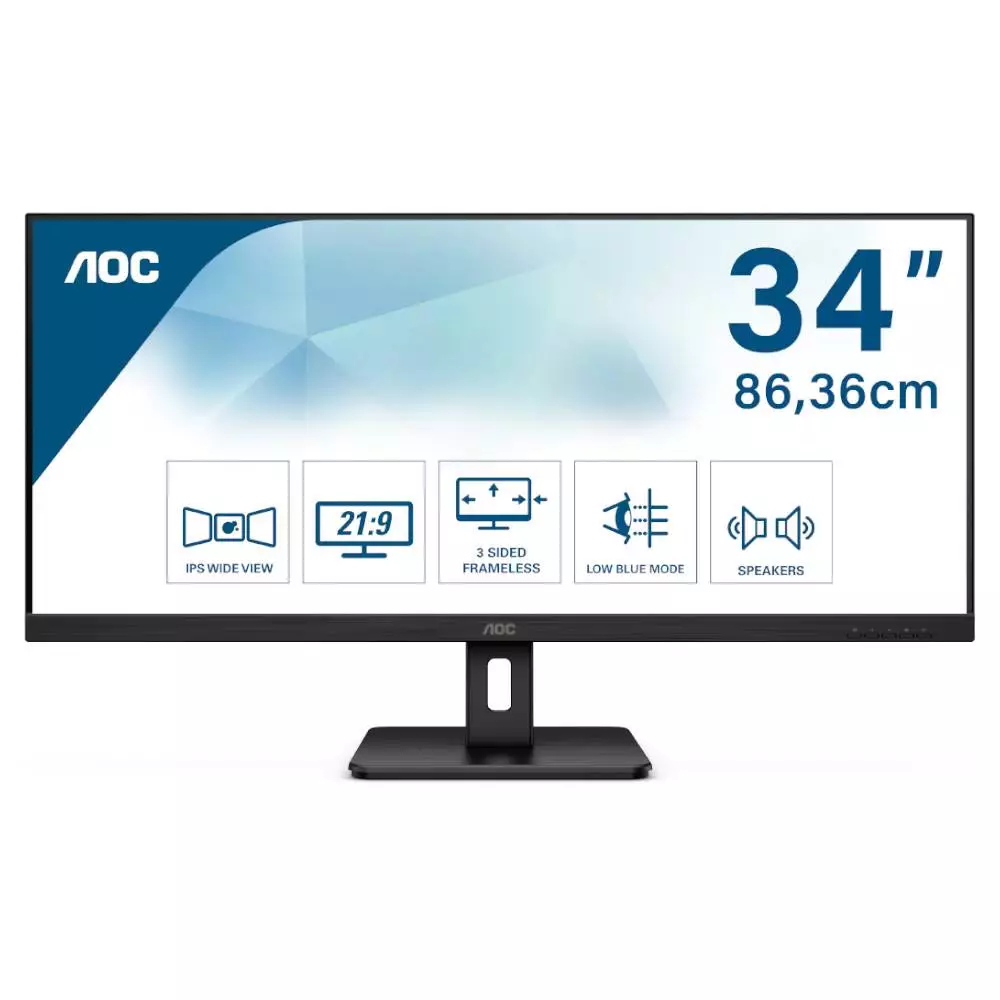 Монитор AOC Q34E2A, 34", IPS, 2560x1080, 75Hz, 4ms, HDMI, DP, AdaptiveSync