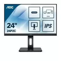 Монитор AOC 24P2C, 23.8", IPS, FHD 1920x1080, 75Hz, 4ms, USB-C, KVM, DP, HDMI