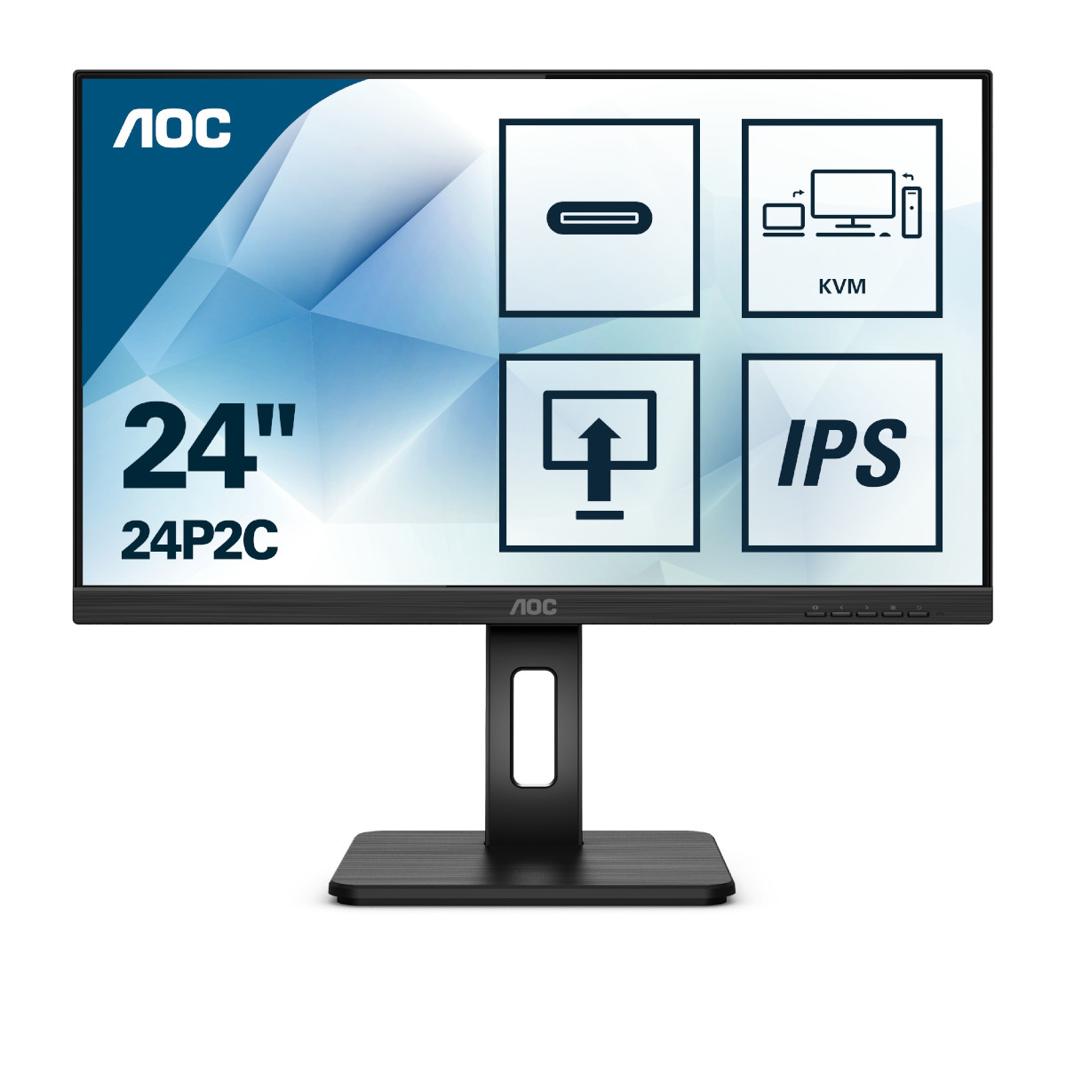 Monitor AOC 24P2C, 23.8", IPS, FHD 1920x1080, 75Hz, 4ms, USB-C, KVM, DP, HDMI