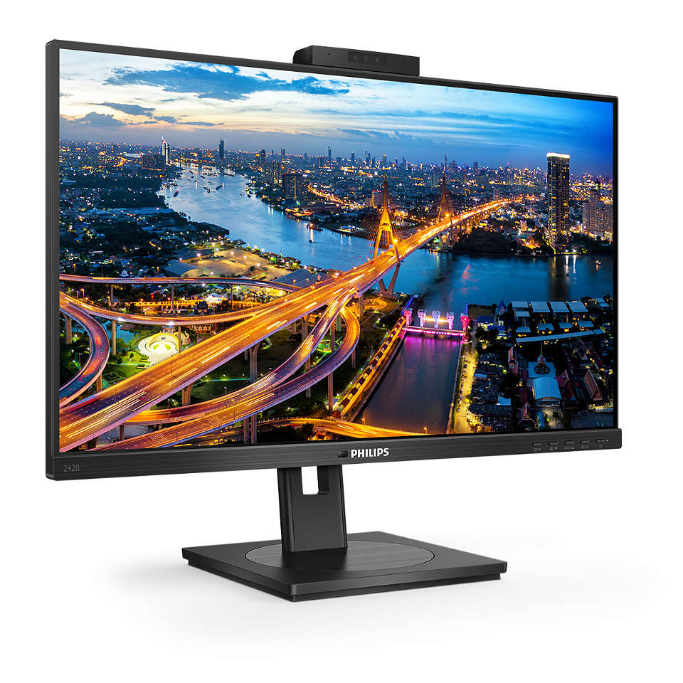 Монитор Philips 242B1H/00, 23.8", IPS, FHD 1920x1080, 60Hz, 4ms, USB, HDMI, VGA, DVI, WebCam