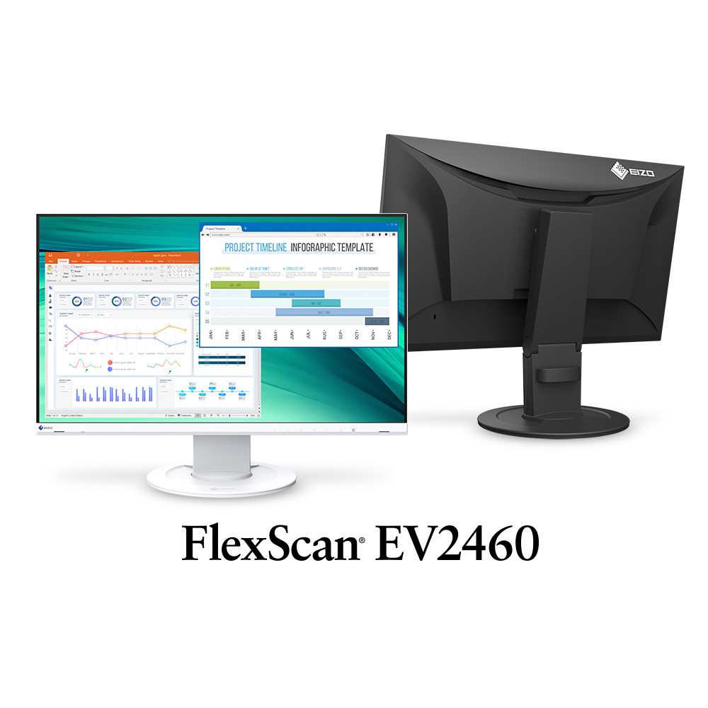 ​Монитор EIZO EV2460-WT, 23.8", IPS, FHD 1920x1080, 60Hz, 5ms, sRGB, 10 bit LuT, DP, HDMI, DVI, VGA, USB