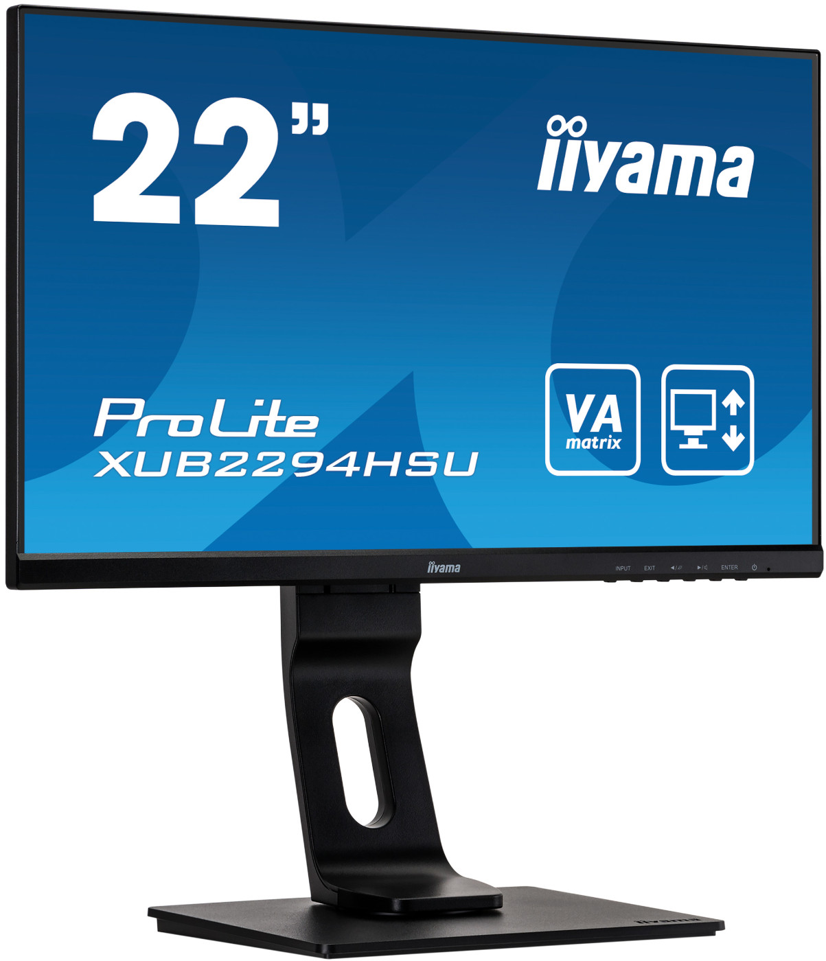 Монитор IIYAMA XUB2294HSU-B1, VA, 21.5", FHD 1920x1080, 60Hz, 4ms, VGA, HDMI, DP, USB
