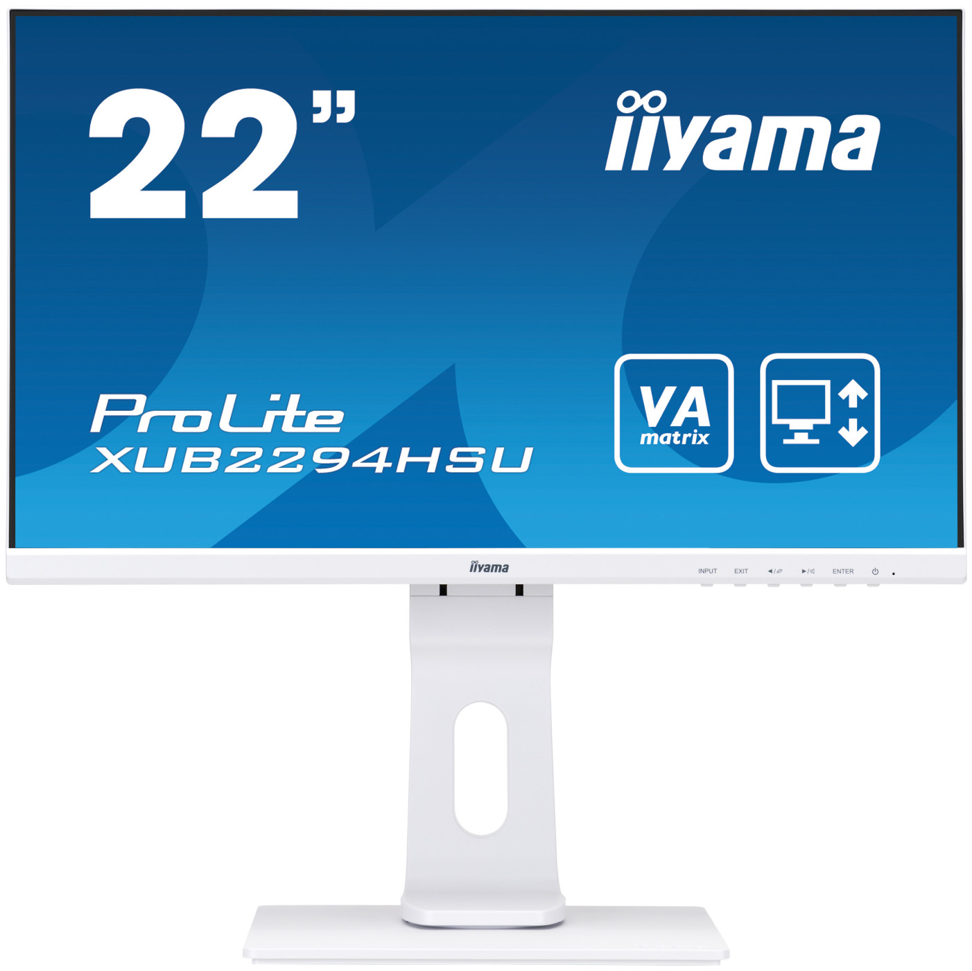Монитор IIYAMA XUB2294HSU-W1, 21.5", VA, FHD 1920x1080, 60Hz, 4ms, VGA. HDMI, DP, USB