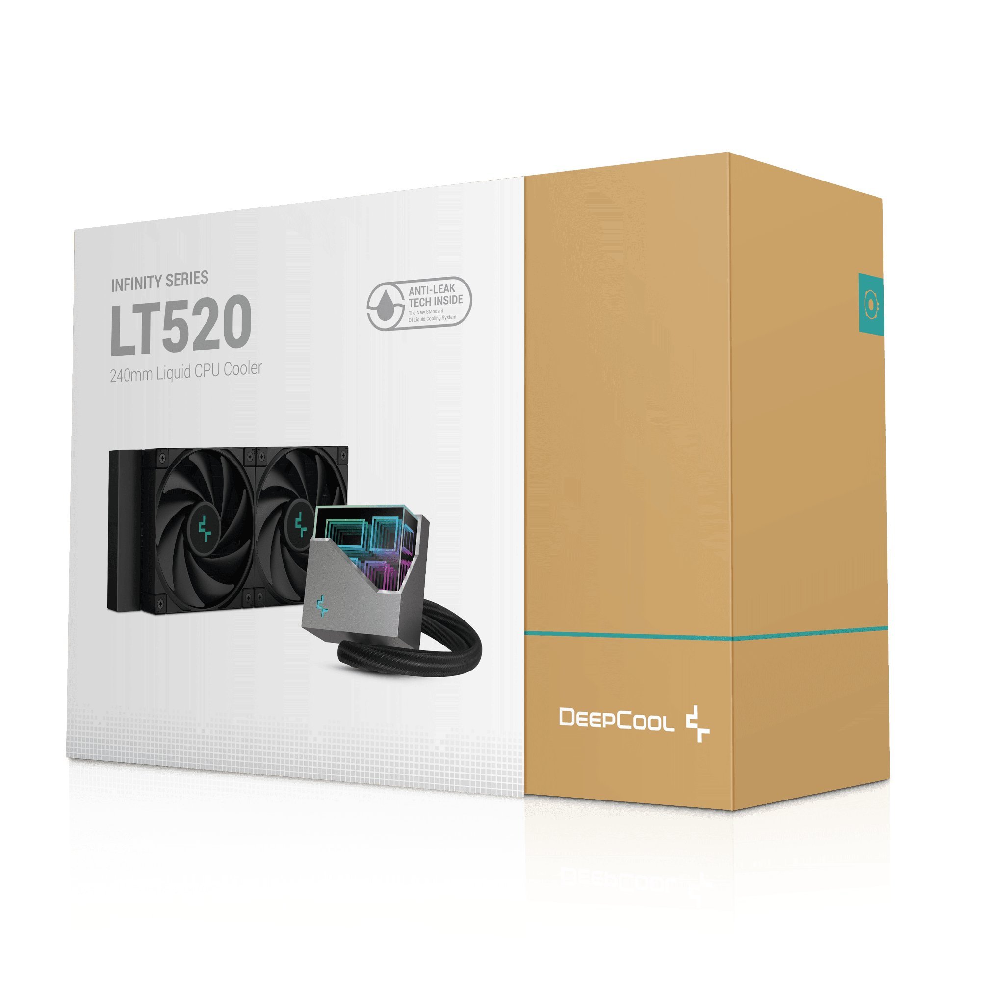 Refroidissement liquide pour processeur DeepCool LT520 Water Cooling ARGB, design miroir infini