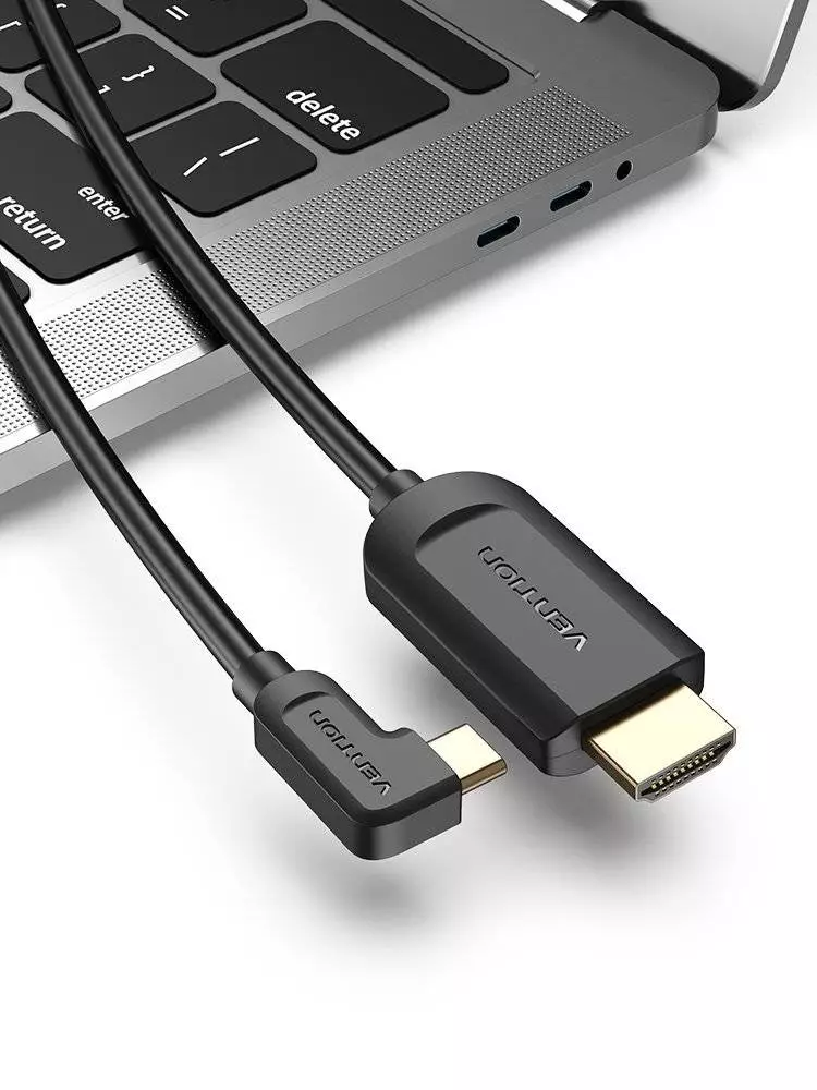 Vention Кабел Type-C to HDMI Cable Right Angle 1.5M Black - CGVBG