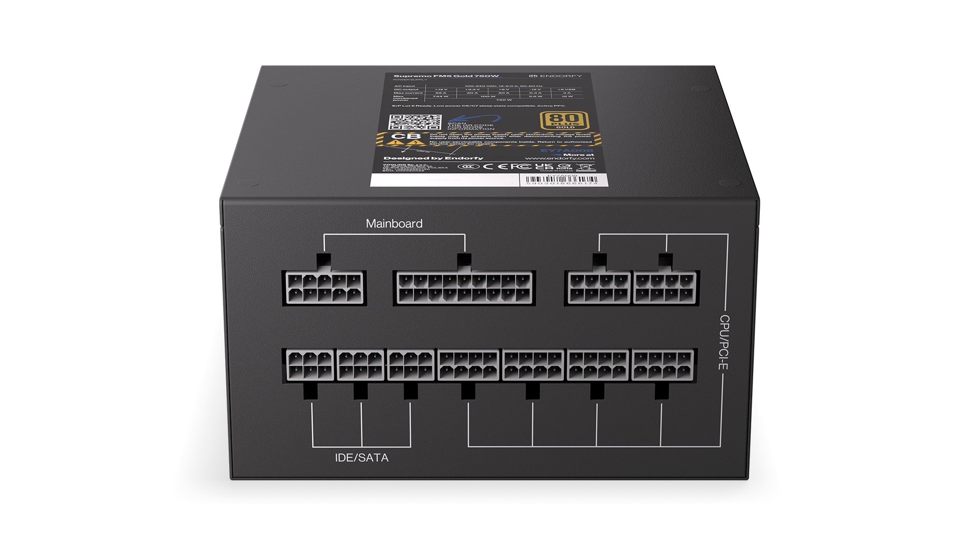Захранване Endorfy Supremo FM5 Gold 750W 80 Plus Gold Fully Modular - EY7A008