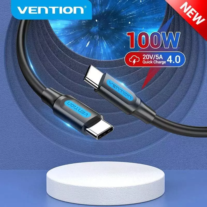 Vention Кабел USB 2.0 Type-C to Type-C - 1M Black 5A Fast Charge - COTBF