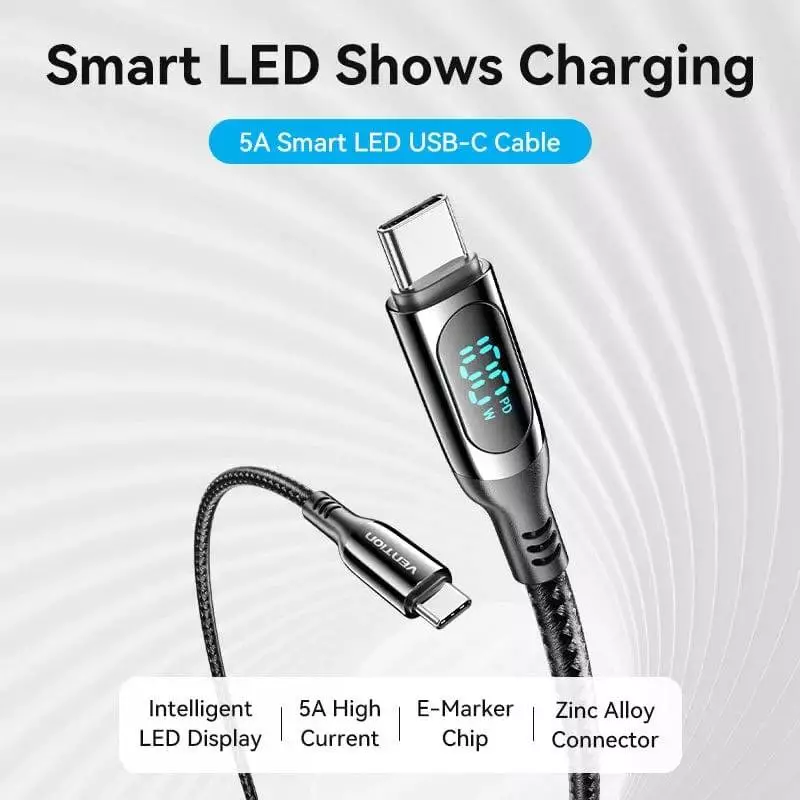 Câble Vention USB4.0 Type-C/Type-C 100W 1.2m - TAYBAV