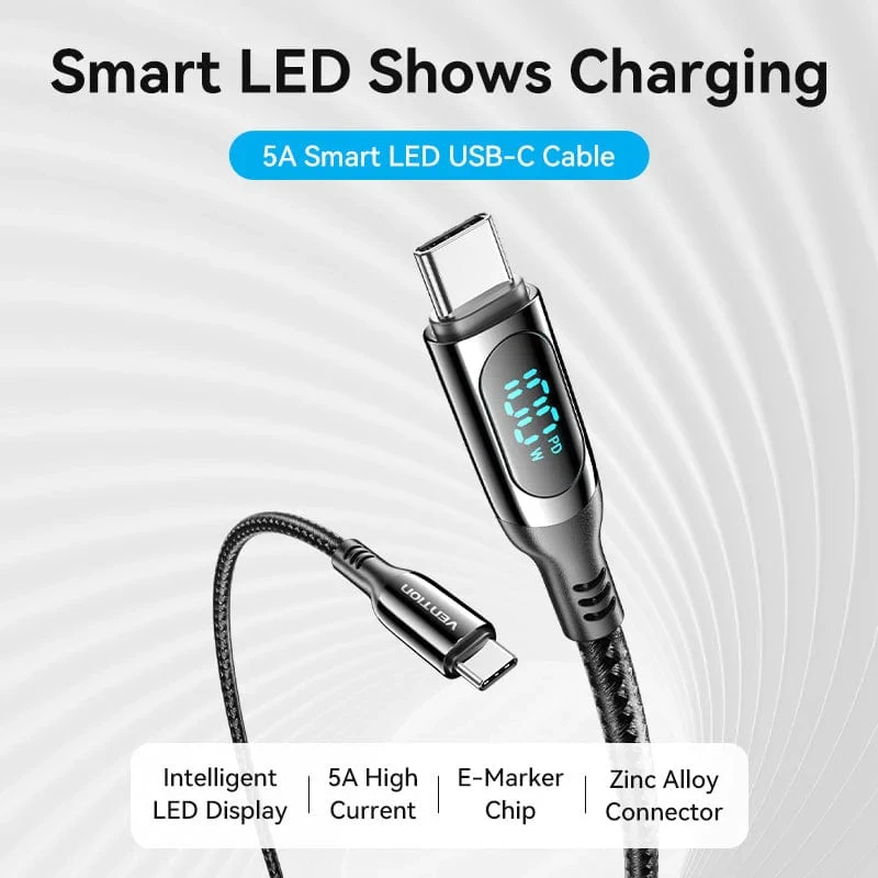 Câble Vention USB4.0 Type-C/Type-C 100W 1.2m - TAYBAV